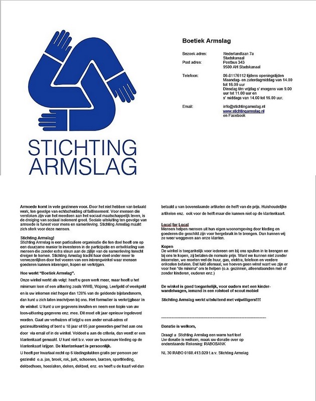 folder - Stichting Armslag Stadskanaal