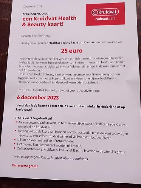 Verloting 50 cadeau kaarten van €25,00 per stuk. - Stichting Armslag Stadskanaal